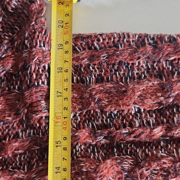 Forever21 Cardigan Sweater Medium Cable Knit Brick Red Black White Y2K - Picture 8 of 8